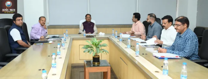 Chief Minister during the review meeting at Mahanadi Bhawan Raipur Aadi Karmayogi Campaign