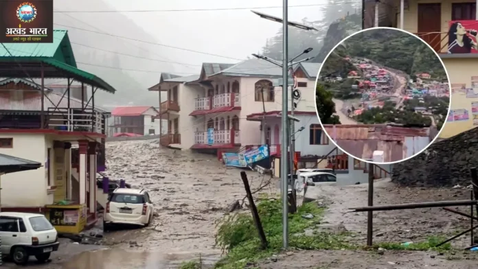 Flood in Dharali, Uttarakhand Cloud burst in Dharali