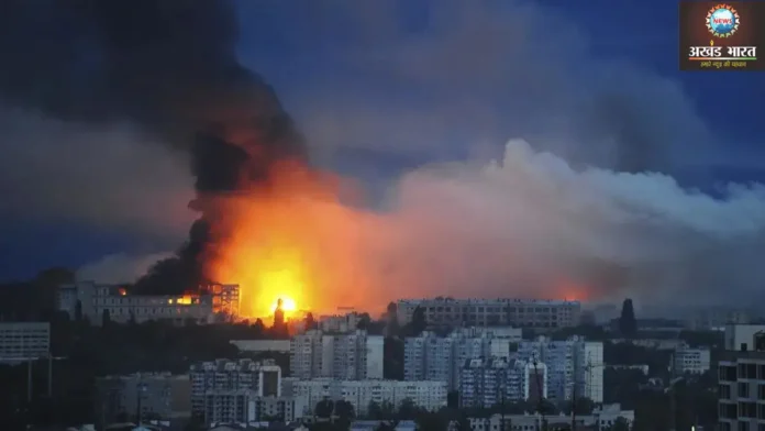 A scene from the Russian invasion of Ukraine रूस