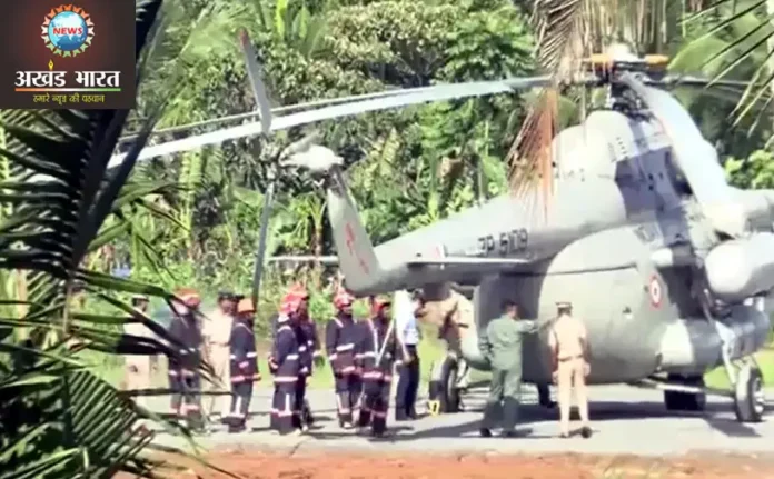 Policemen were seen removing the helicopter wheels from small potholes राष्ट्रपति द्रौपदी मुर्मू