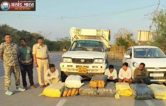 Ganja worth Rs 1.12 crore was being transported hidden under watermelons in a pickup