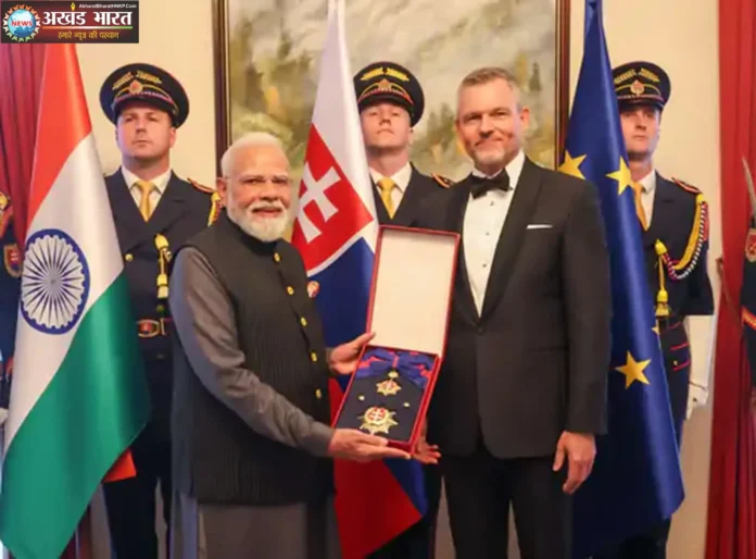 PM Modi honoured with Slovakia highest civilian award प्रधानमंत्री नरेन्द्र मोदी